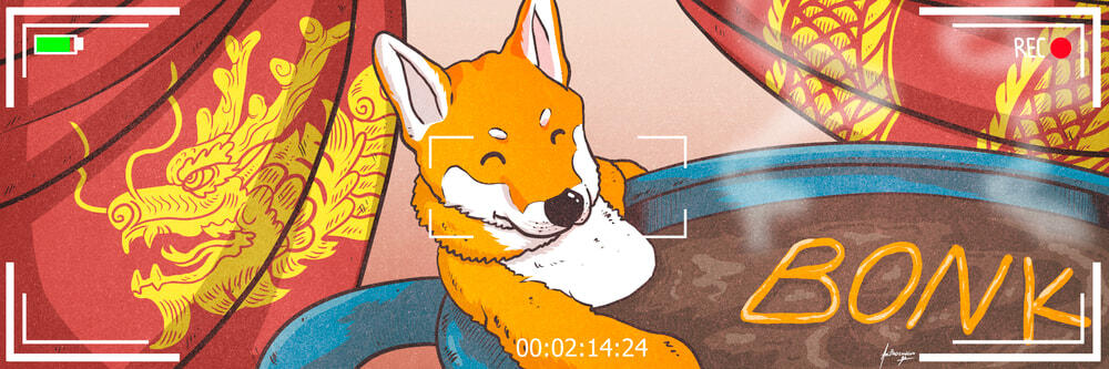 &quot;Bonk with Coco Warm&quot; [available 4 Editions 0.1 ◎ ] this is an meme art i created for Bonk that Bonk chill first before go moon.